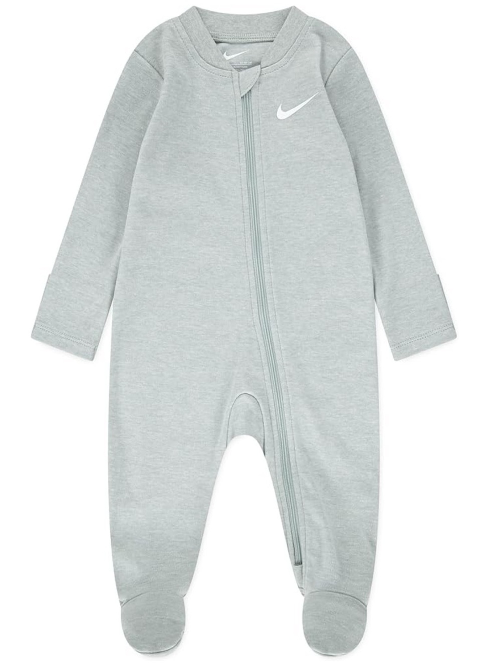 Nike Light Gray Zip-Front Baby Footed One-Piece